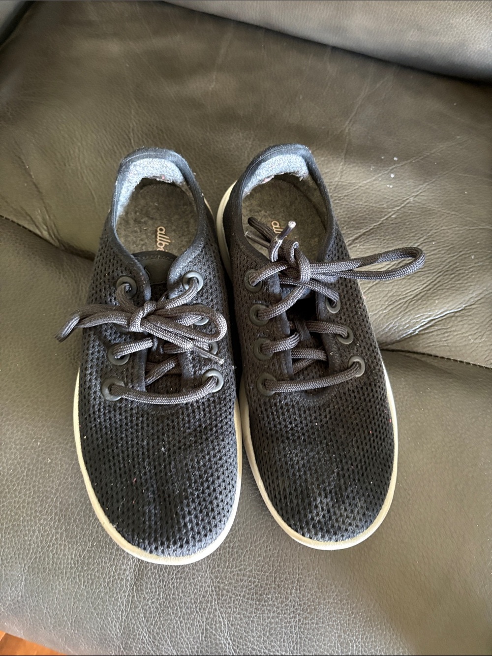allbirds Women’s Black Knit Athletic Sneakers with White Sole
